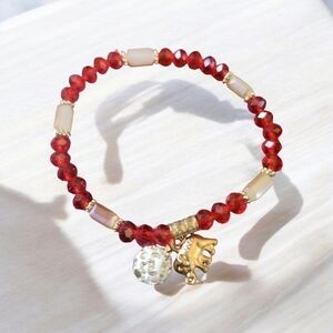 Red Sparkly gold elephant bracelet